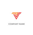v initial stripe line logo vector image