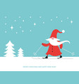 christmas card with cute gnome ski happy new year vector image vector image