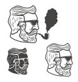 bearded man head with smoking pipe isolated vector image
