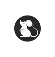 cartoon white mouse logo or rat icon round shape vector image vector image