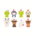 cute animals christmas set vector image