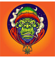 rasta gorilla with smoking weed vector image vector image