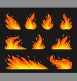 hot fire flame campfire fiery burn glow bonfire vector image