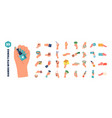 big set of hands holding hobbies or working vector image