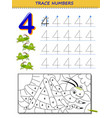 educational page for kids with number 4 printable vector image