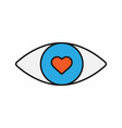 human eye with heart inside color icon vector image