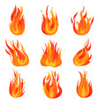 flat set of bright red-orange fires hot vector image