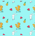 summer seamless pattern with animals fruits vector image