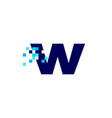 w letter lowercase pixel mark digital 8 bit logo vector image vector image