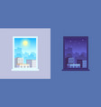 window view day and night cartoon concept vector image vector image
