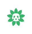 geometric leaf with skull logo design graphic vector image