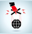 hand and globe vector image vector image
