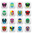 lucha libre luchador mexican wrestling masks icon vector image