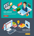 webinar isometric banner set vector image vector image