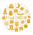 halloween gold icons set in circle shape vector image