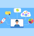 man analysing messenger and mobile applications vector image