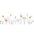 nature seamless border with bees wild vector image vector image