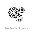 outline mechanical gears icon isolated black vector image