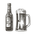 beer bottle mug w vector image vector image