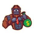 bigfoot sasquatch holding money bag vector image vector image