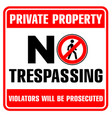 private property prohibition sign vector image vector image
