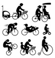 people cyclist icons vector image