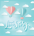romance two heart shaped hot air balloons vector image vector image