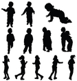 children cute silhouette vector image