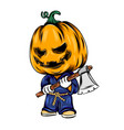 monster pumpkin using karate costume vector image