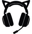 cat cute gaming headset headphones gamer streamer vector image vector image