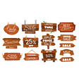 wooden sale sticker season sales sign wood board vector image vector image