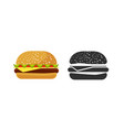 burger icon flat silhouette or hamburger vector image vector image