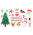 set cute christmas and new year elements vector image