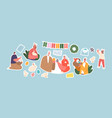 set of stickers happy family characters easter vector image