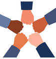 international hands business team making fist bump vector image