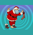 santa claus with a gift sock new year vector image