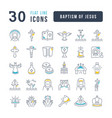 set of linear icons of baptism of jesus vector image