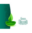 green leaf diya design for eco friendly diwali vector image vector image