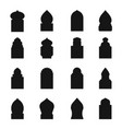 arab traditional window black silhouette icon set vector image