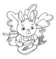 cute little rabbit cutting a fresh carrot vector image