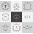monogram logo template with flourishes vector image