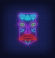 tribal mask neon sign vector image