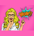 pop art pretty surprised blonde girl vector image