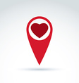map pointer with a loving heart icon place vector image