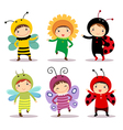 cute kids wearing insect and flower costumes vector image vector image