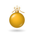 christmas tree ball with gold ribbon bow golden vector image