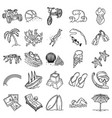 beach holiday set icon doodle hand drawn vector image vector image