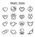 heart icon set in thin line style vector image