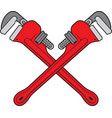 crossed plumber pipe wrench vector image