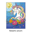 cute romantic unicorn portrait colorful book vector image